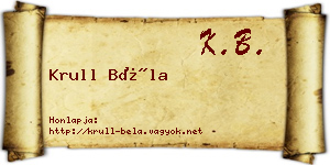 Krull Béla névjegykártya